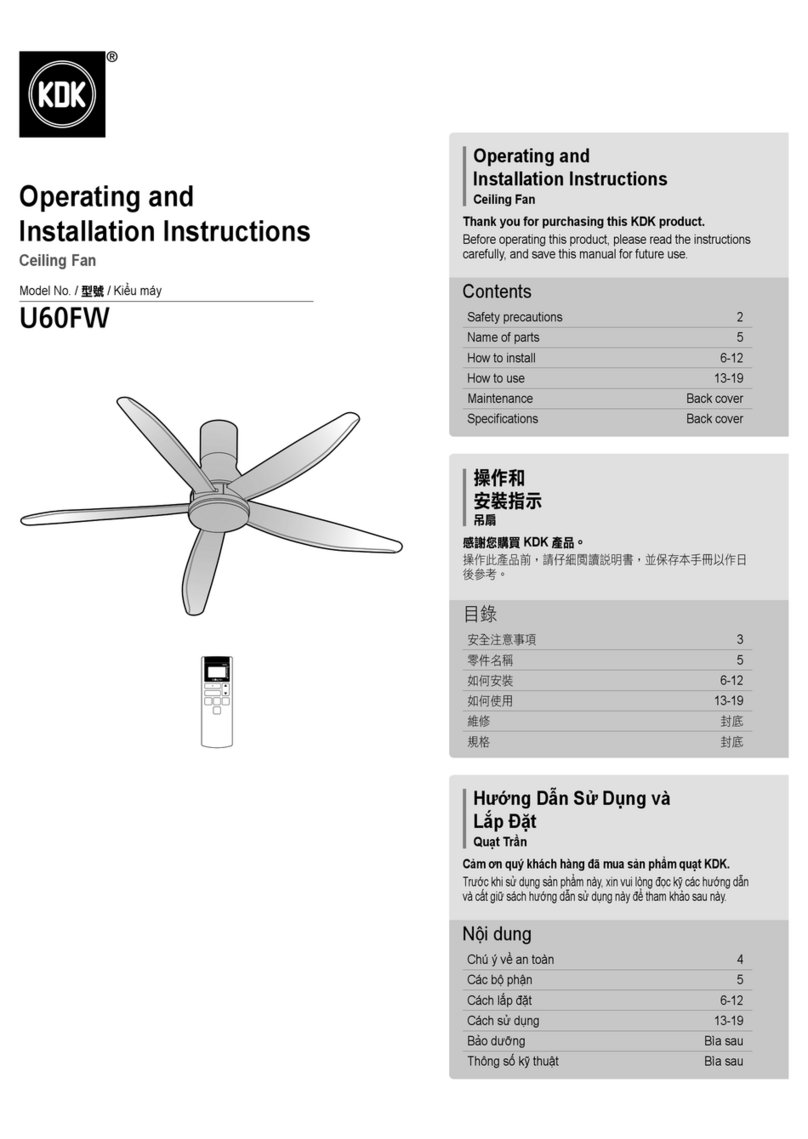 KDK U60FW Operating and installation instructions KDK U60FW Operating and installation instructions