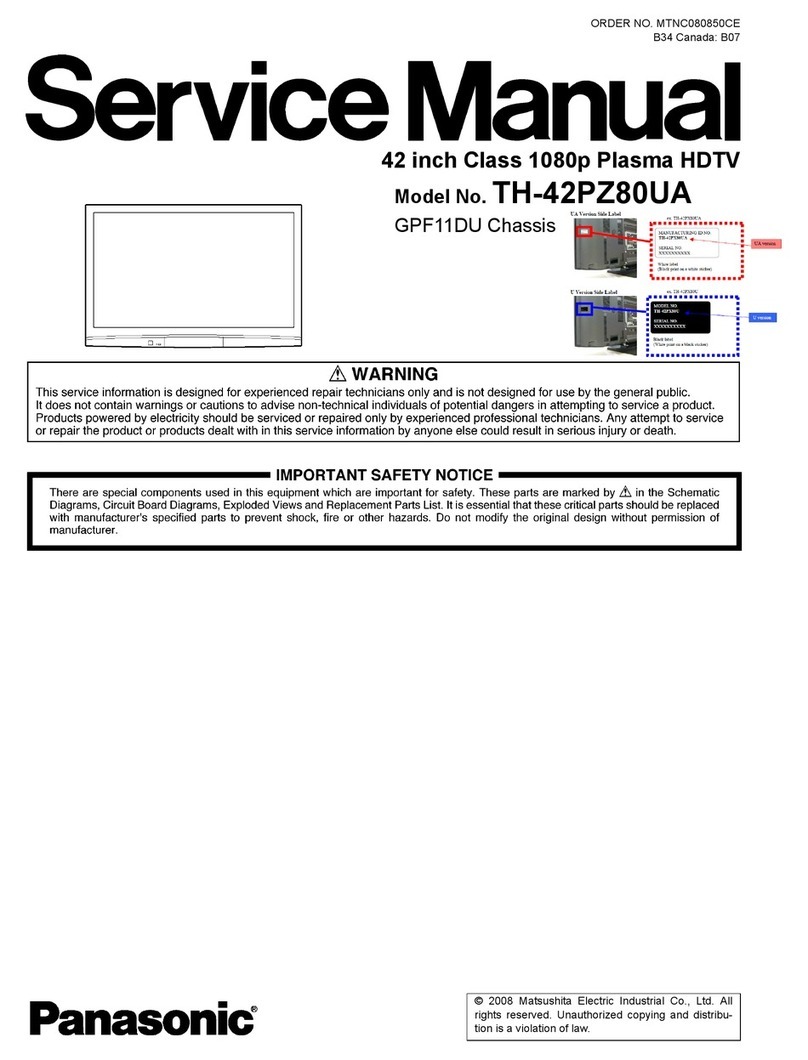 Panasonic TH42PZ80UA - 42" PLASMA TV Service manual
