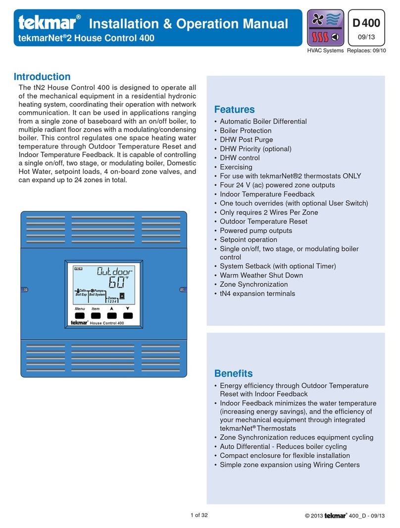 Tekmar tN2 house control 400 Installation and operation manual