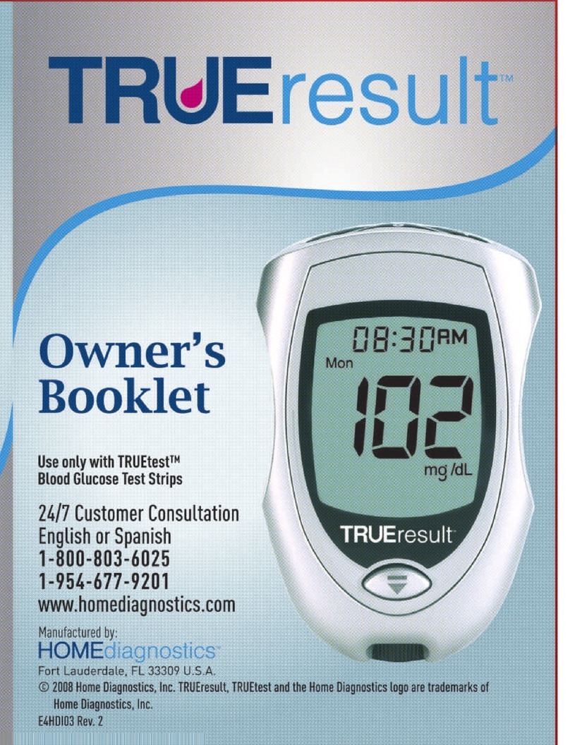 HOMEDIAGNOSTICS TRUERESULT owner's booklet