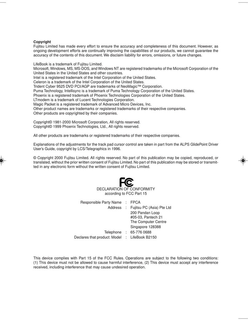 Fujitsu LifeBook B2150 User manual
