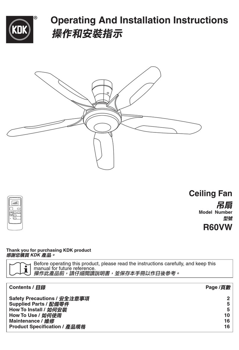 KDK R60VW Operating and installation instructions