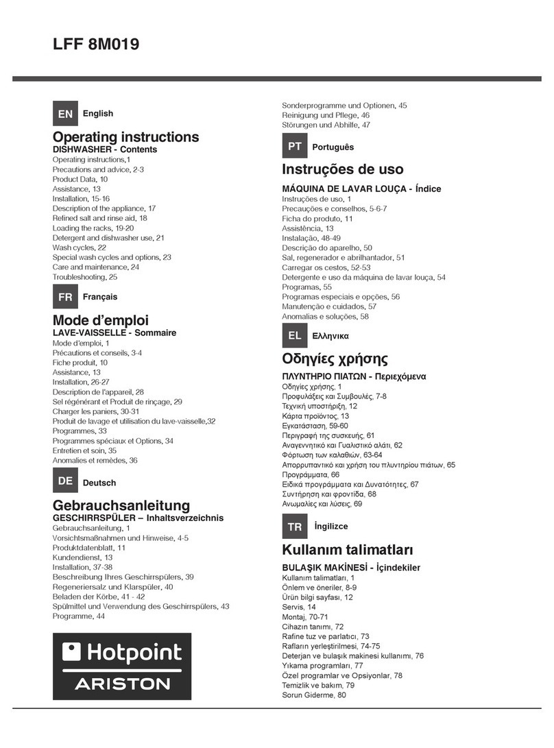 Hotpoint Ariston LFF 8M019 operating instructions