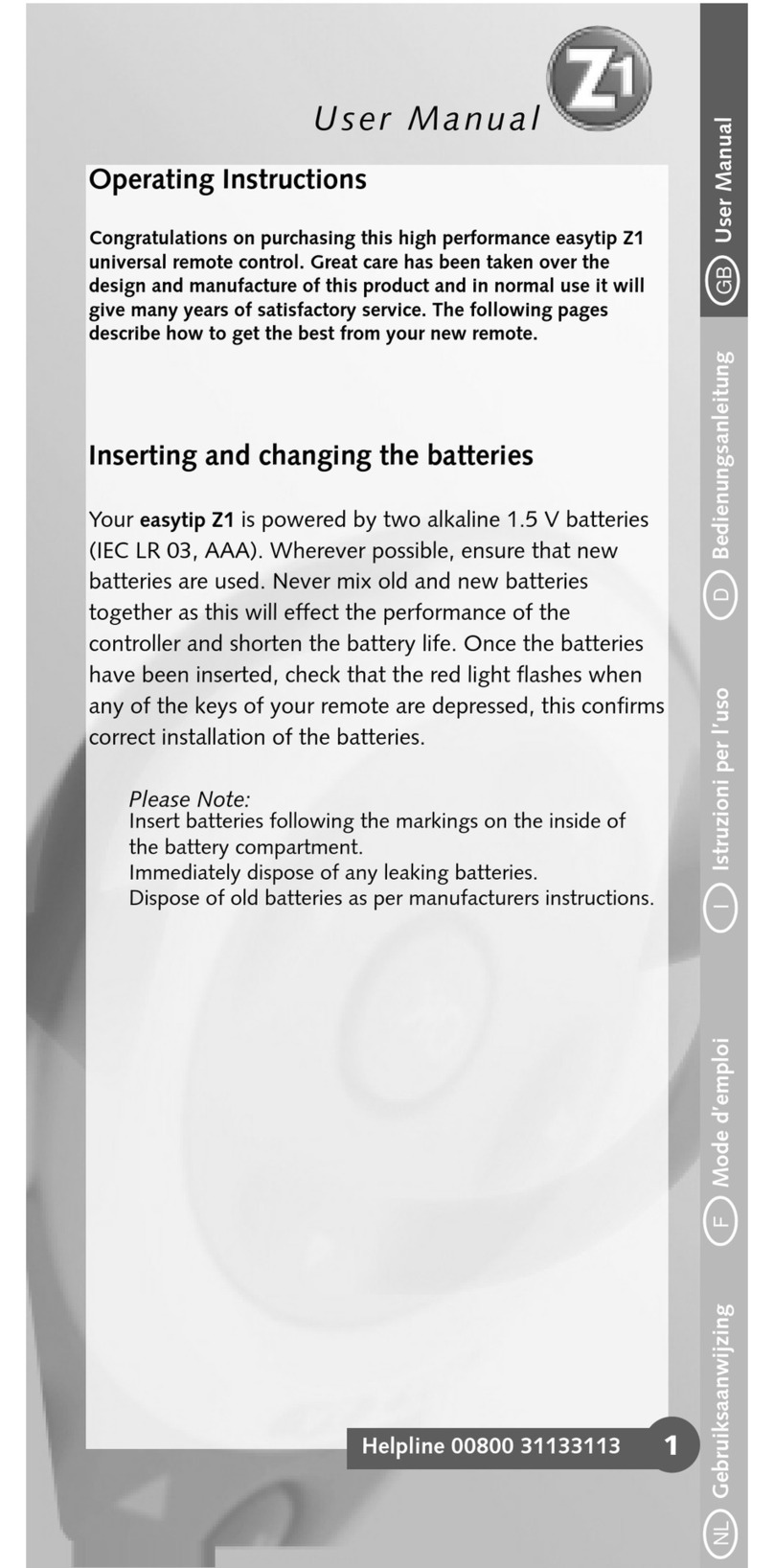 Ruwido Z1 User manual