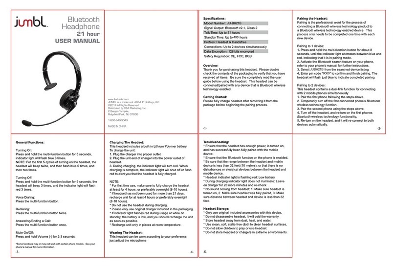 Jumbl Bluetooth Headphone user manual