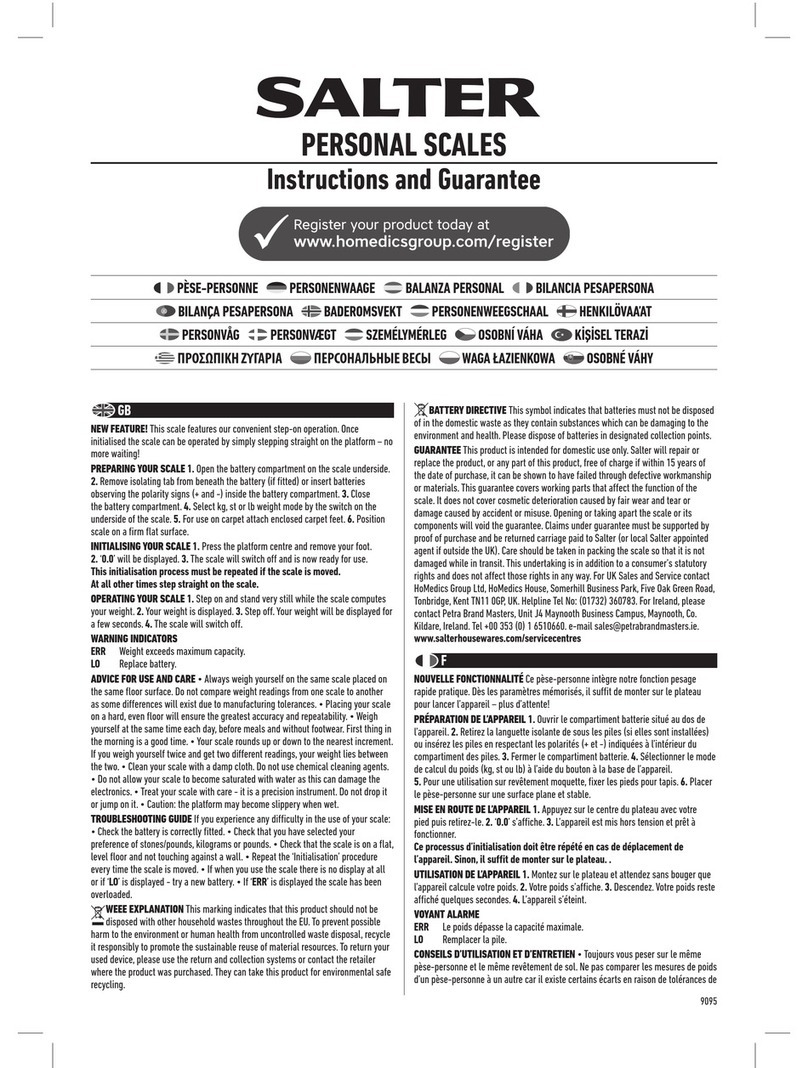 Salter 9095 Instructions and guarantee