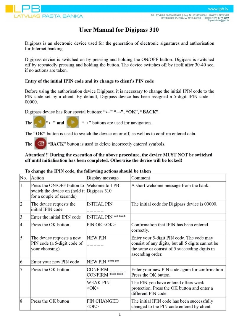 Vasco Digipass 310 user manual