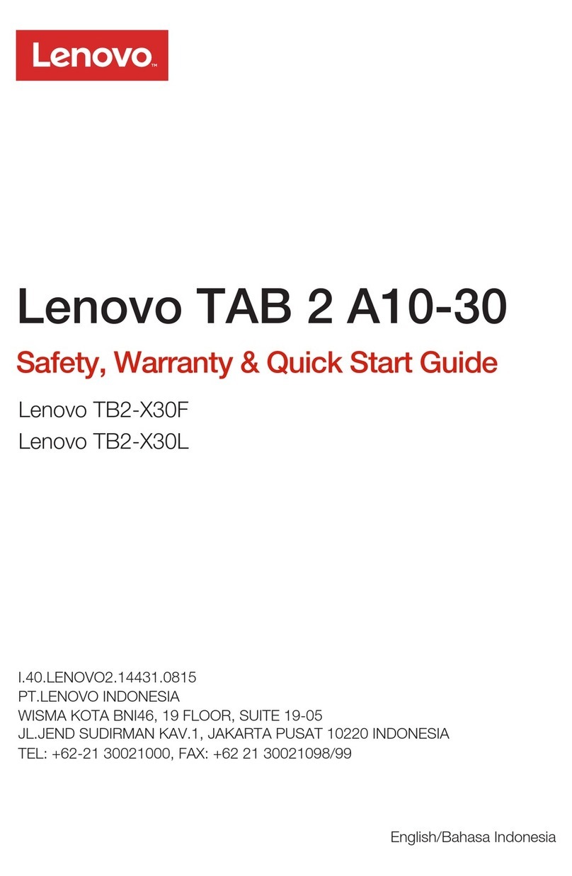 Lenovo TAB 2 A10-30 Safety, warranty & quick start guide