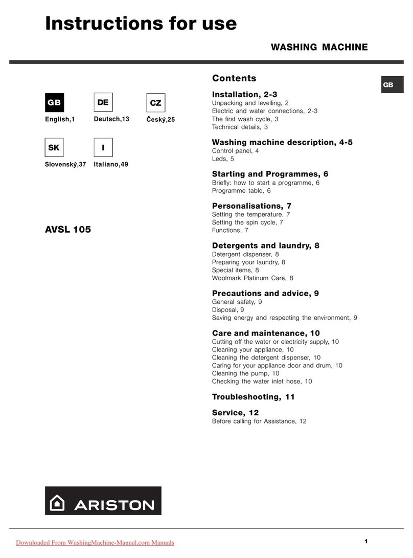 Hotpoint Ariston AVSL 105 Instructions for use