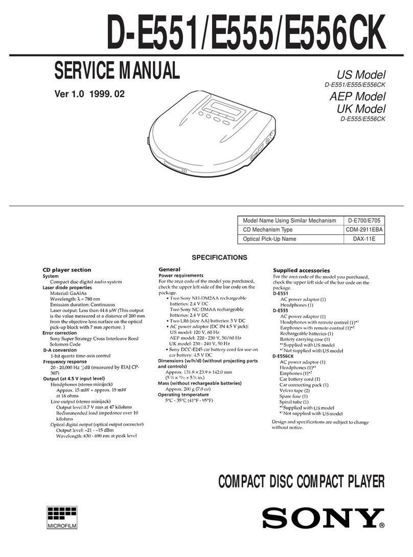 Sony CD Walkman D-E551 User manual