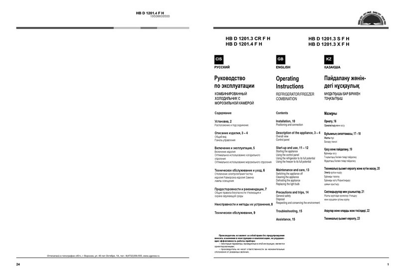 Ariston HB D 1201.3 CR F H operating instructions