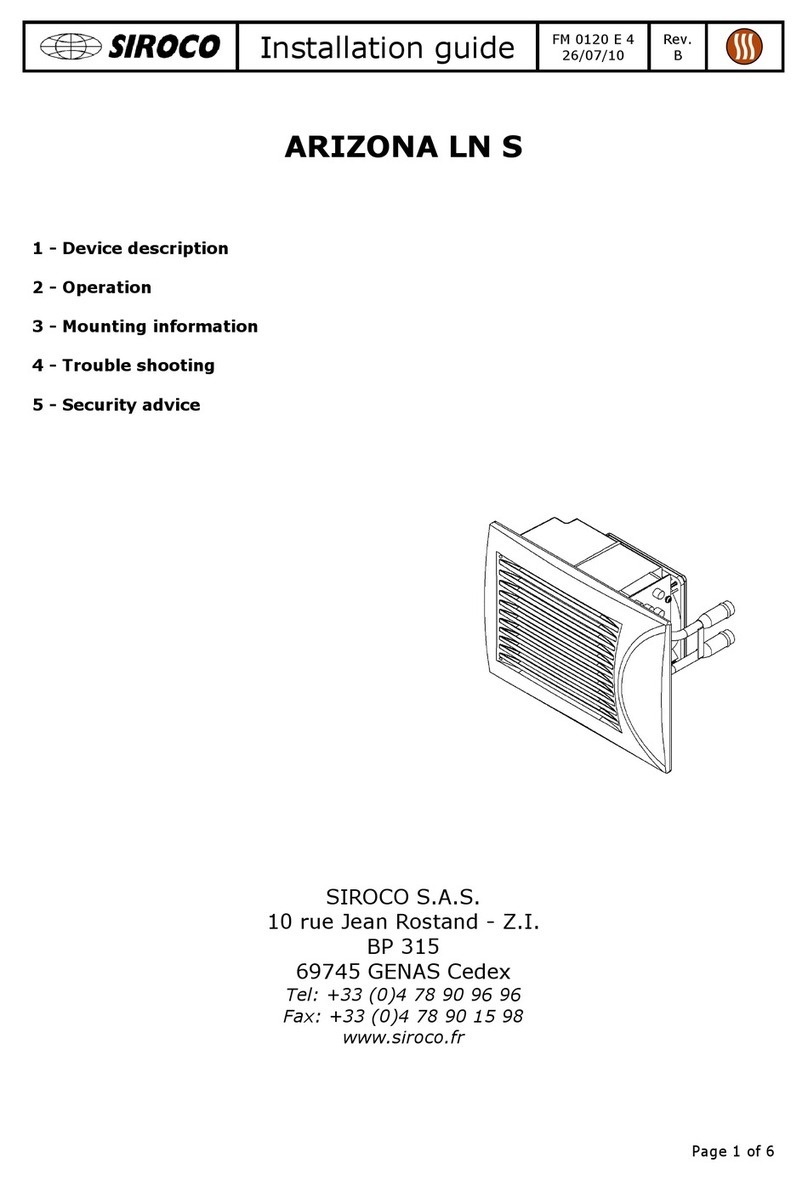 SIROCO ARIZONA LN S installation guide