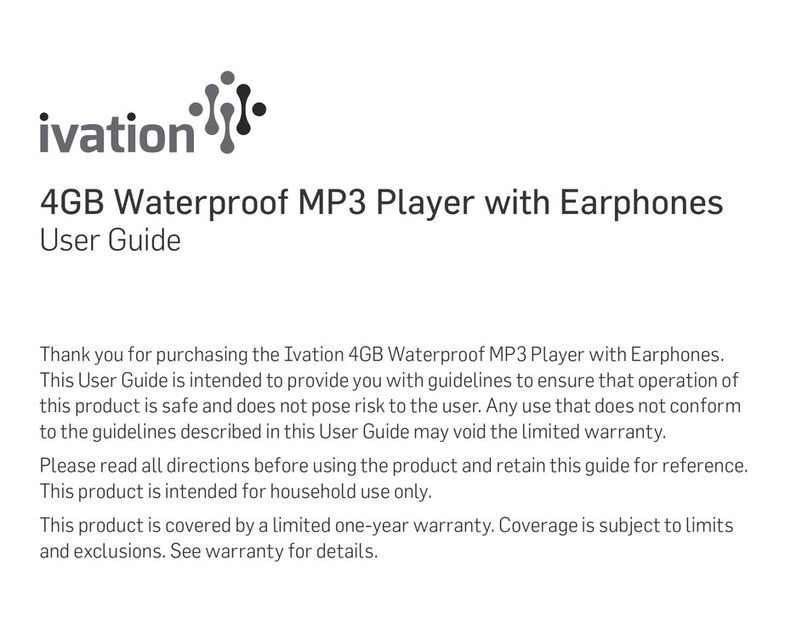 Ivation 4GB Waterproof MP3 Player with Earphones user guide