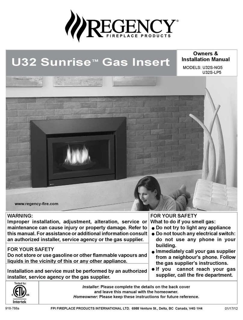 Regency Sunrise U32S-NG5 Owners & installation manual