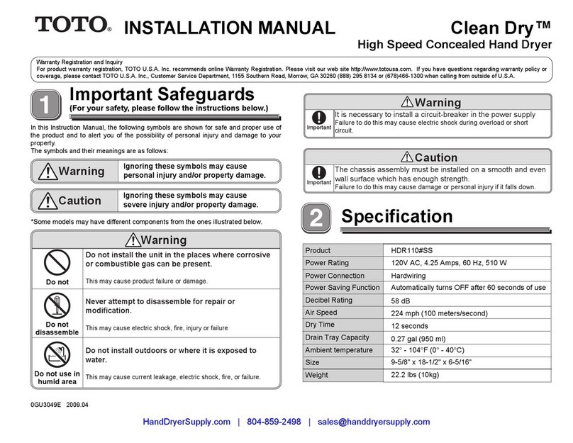 Toto Clean Dry HDR110#SS installation manual