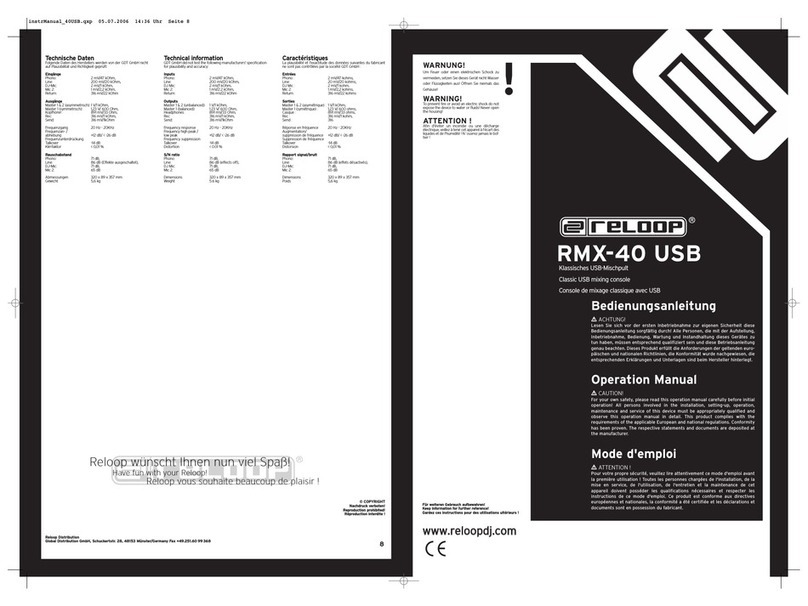 Reloop RMX-40 USB Operation manual