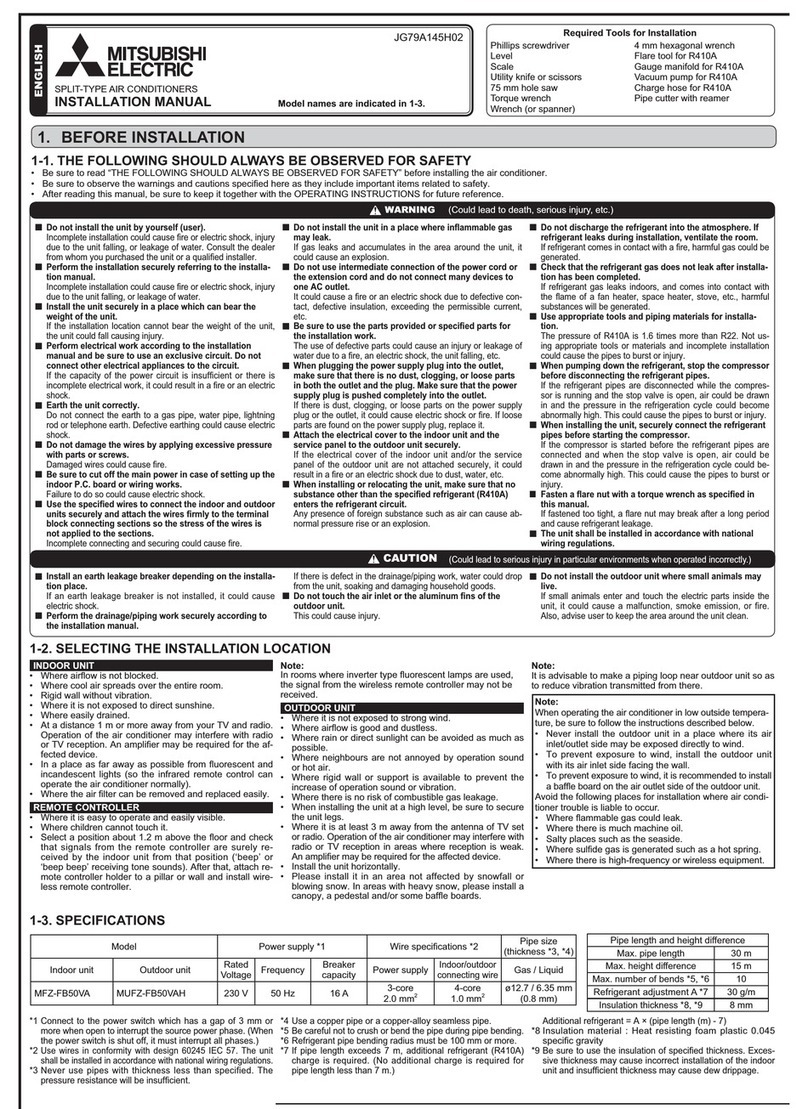 Mitsubishi MFZ-FB50VA User manual