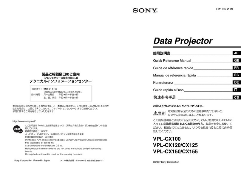 Sony VPL-CX100 Quick reference manual