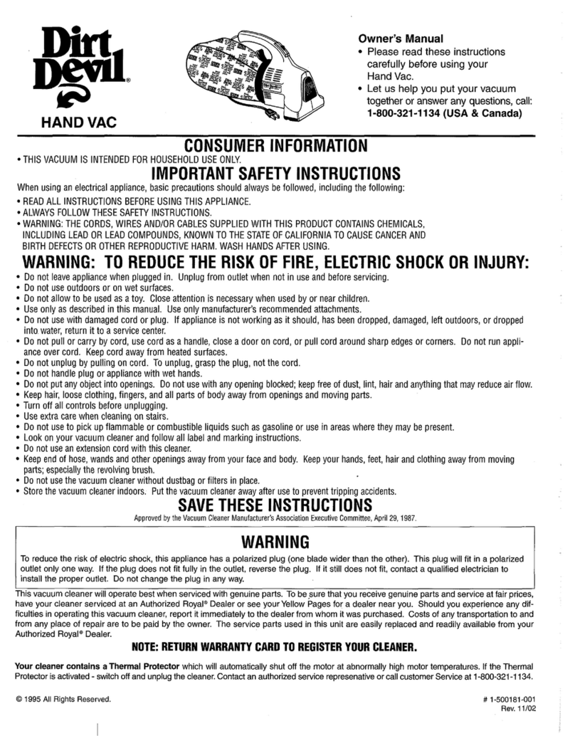 Dirt Devil Hand Vac User manual