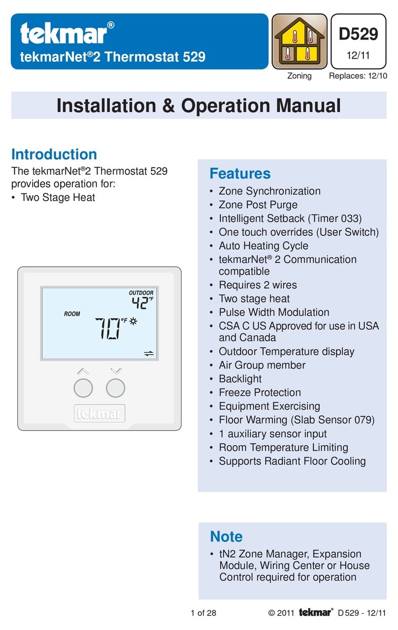 Tekmar tekmarNet 2 Thermostat 529 User manual
