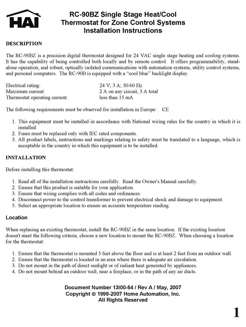 Home Automation O M N I S T A T RC-90BZ User manual