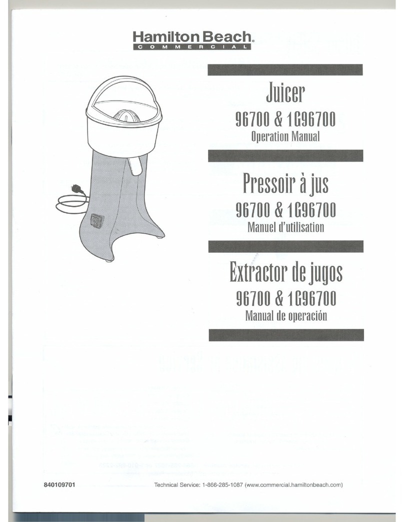 Hamilton Beach 96700 - Commercial Electric Juicer Operation manual