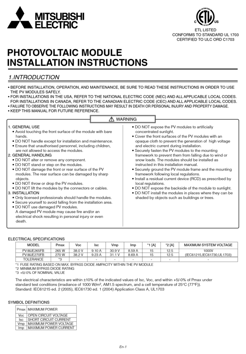 Mitsubishi PV-MJE265FB installation instructions