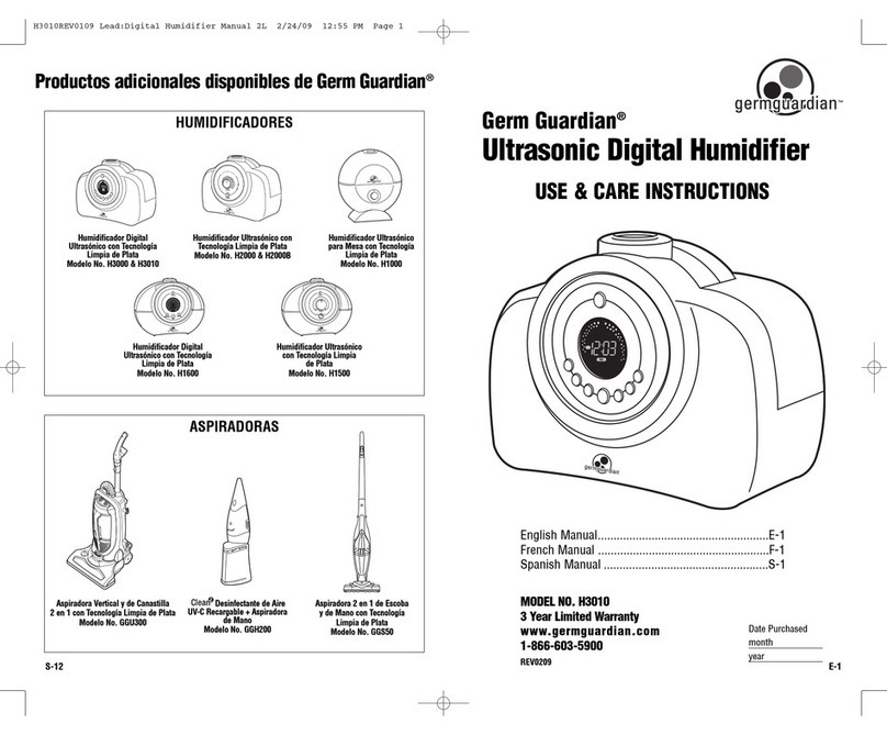 Germguardian H3010 Quick reference guide Germguardian H3010 Quick reference guide