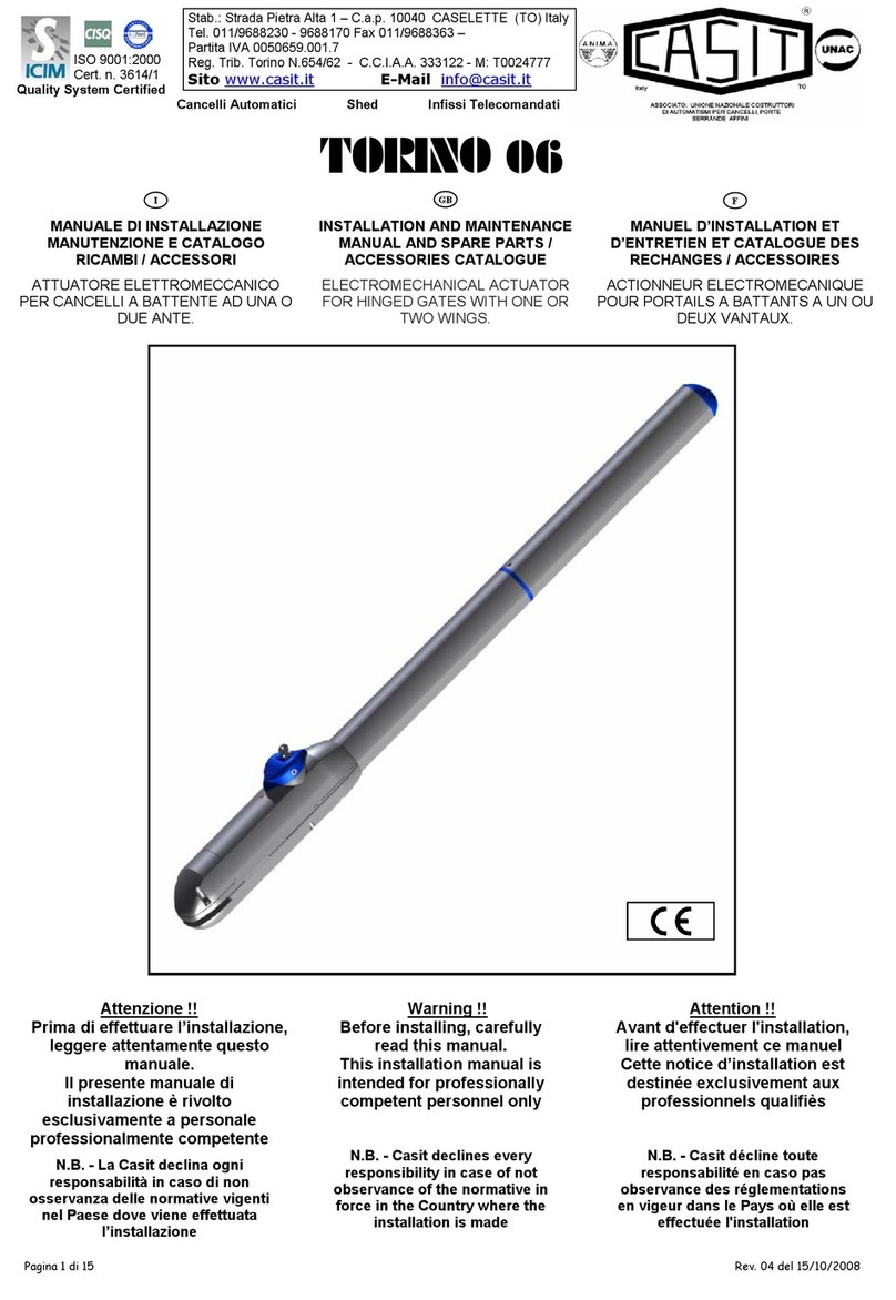 Casit TORINO 06 Installation and maintenance manual
