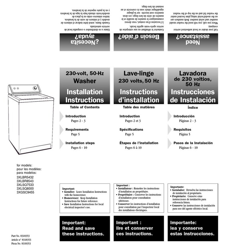 Whirlpool 3XLBR5432 installation instructions