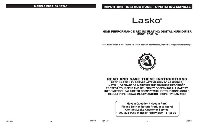 Lasko EC09150 operating manual
