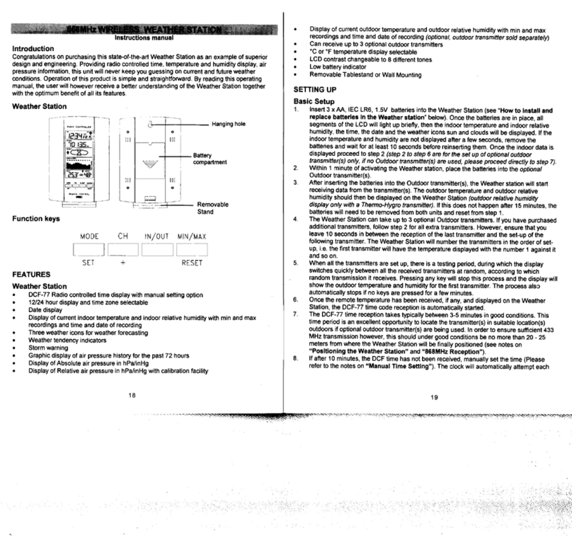La Crosse Technology WS7059 instruction manual