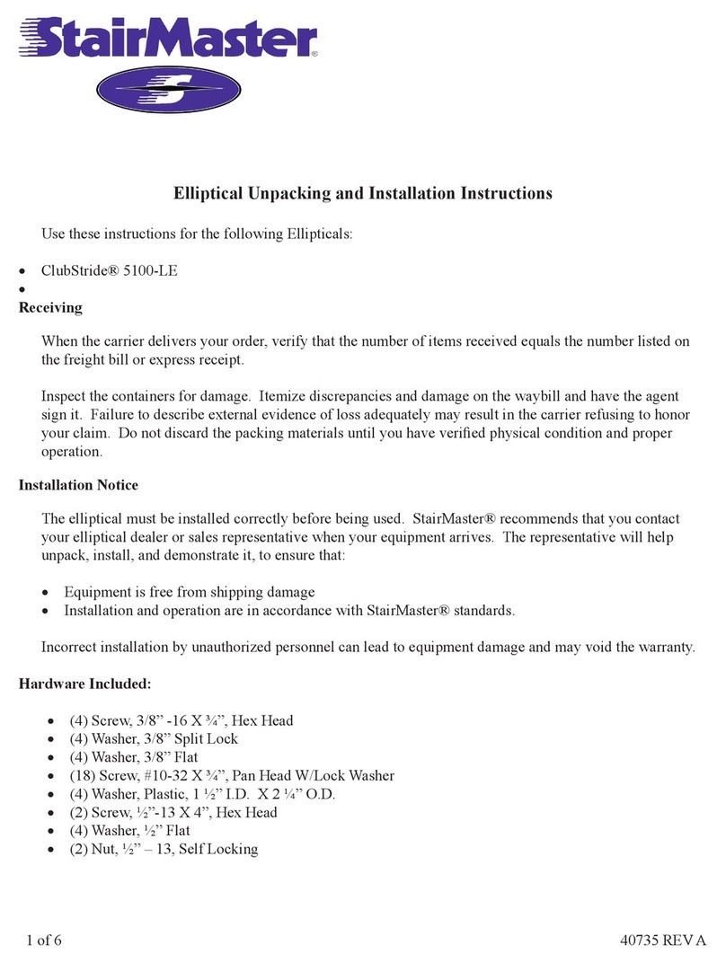 Stairmaster ClubStride 5100-LE Unpacking and installation instructions