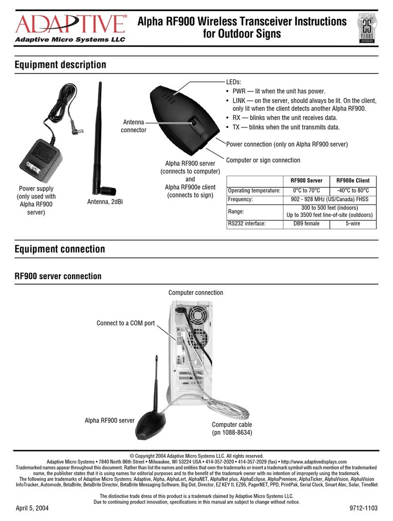 Adaptive Alpha RF900 User manual