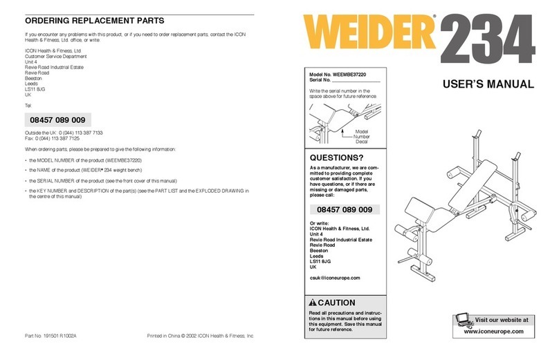 Weider 234 User manual Weider 234 User manual