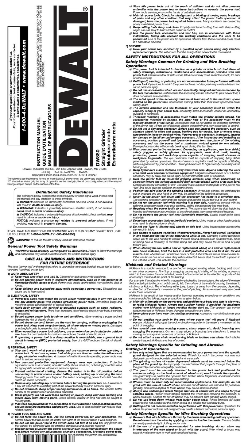 DeWalt DW880 User manual