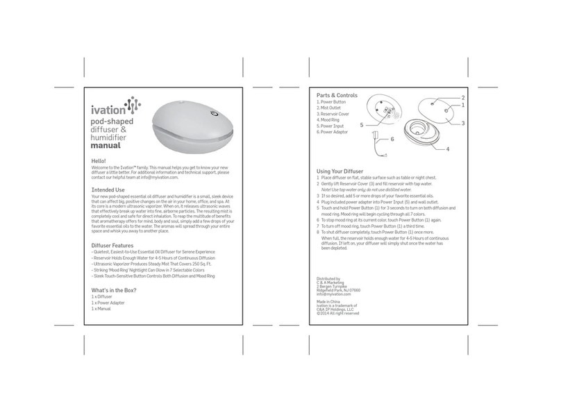 Ivation pod-shaped diffuser & humidifier User manual