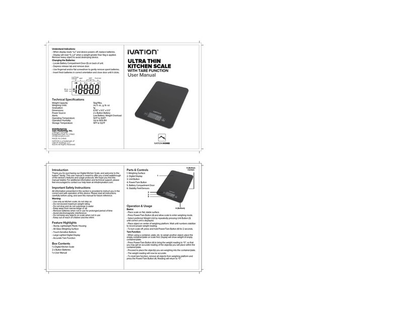 Ivation Ultra Thin Kitchen Scale user manual