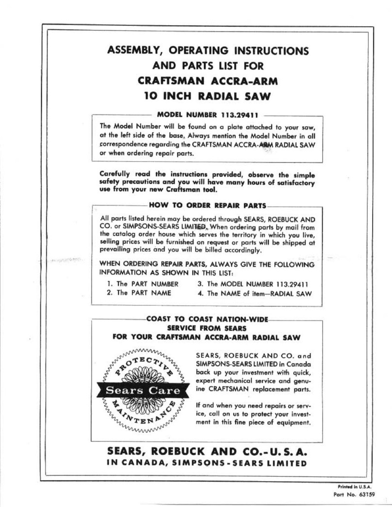 Craftsman 113.29411 Datasheet