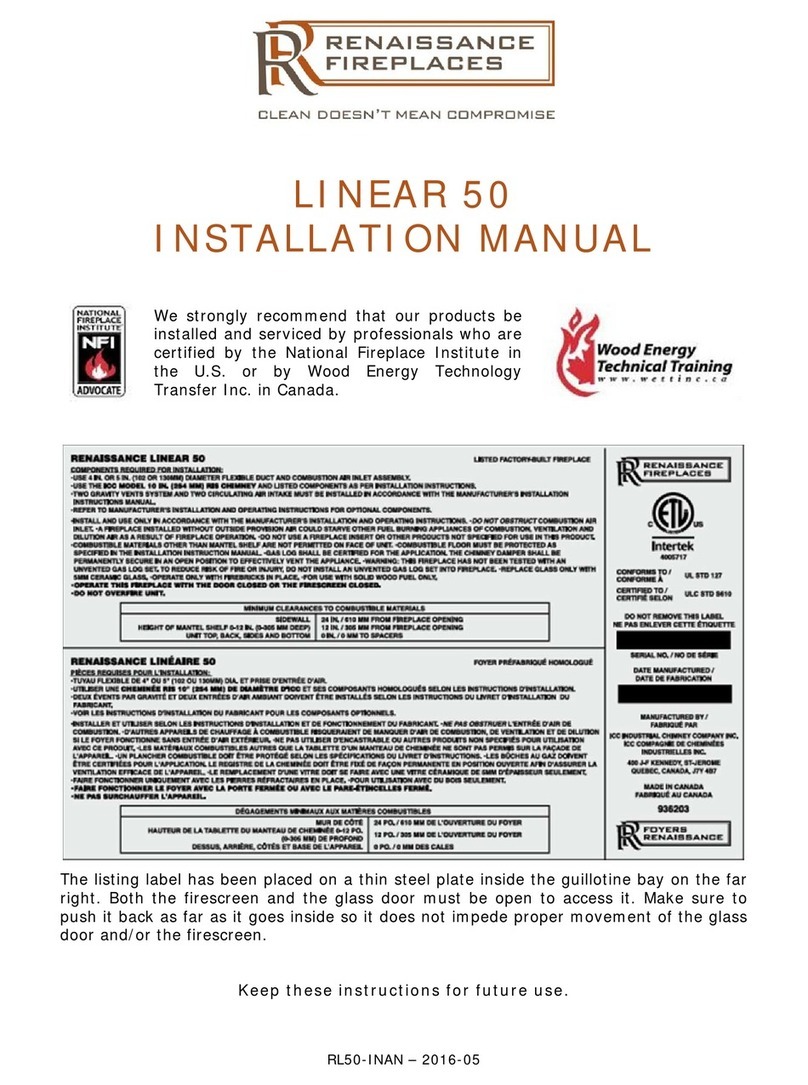 Renaissance Fireplaces LINEAR 50 installation manual