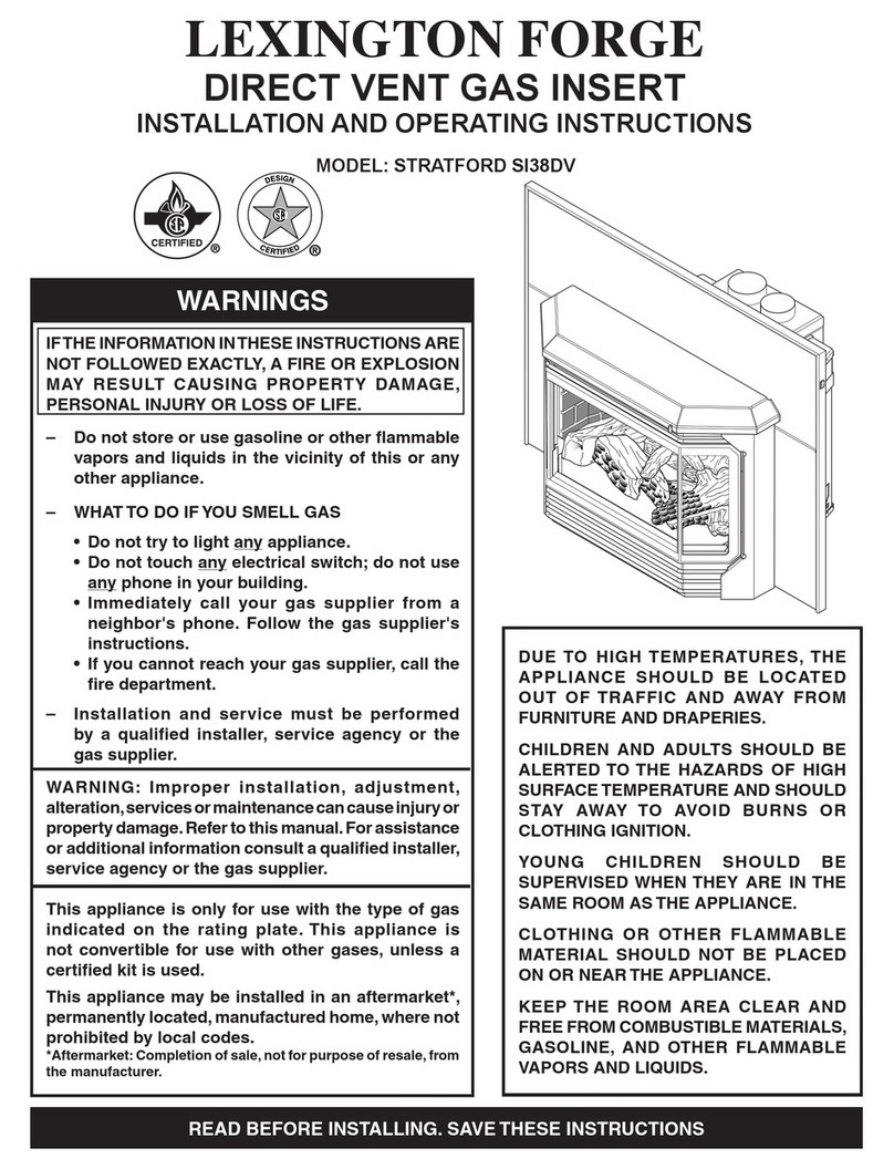 Lexington Forge STRATFORD SI38DV Installation and operating instructions Lexington Forge STRATFORD SI38DV Installation and operating instructions