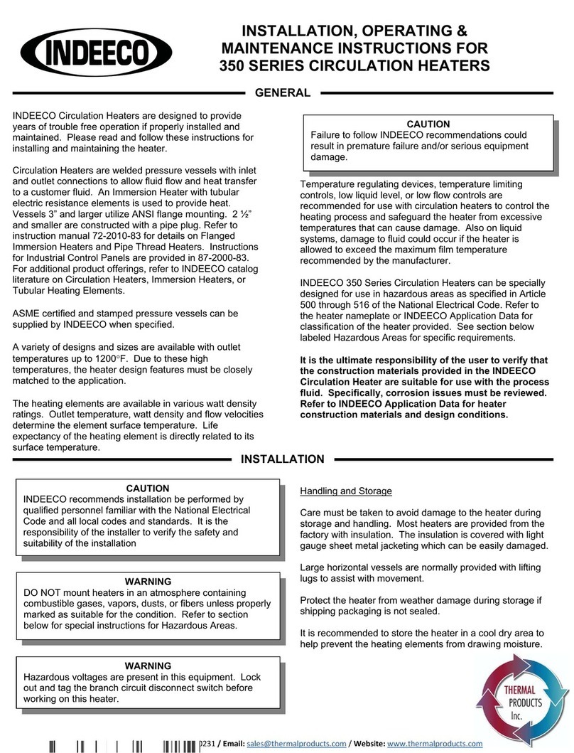 Indeeco 350 SERIES Installation, operating,  & maintenance instructions