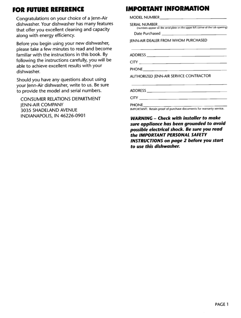Jenn-Air DW980B-CAN Owner's manual