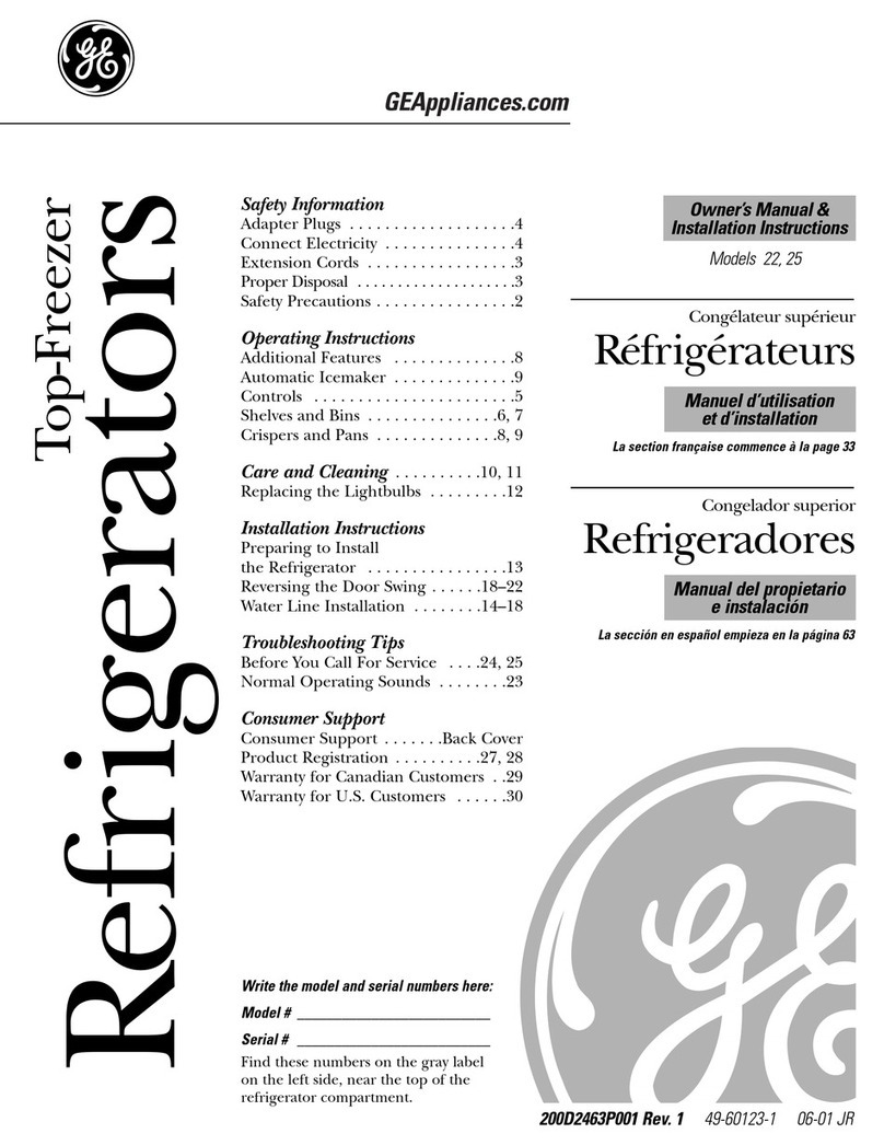 GE SIDE-BY-SIDE REFRIRATOR 22 Original instructions