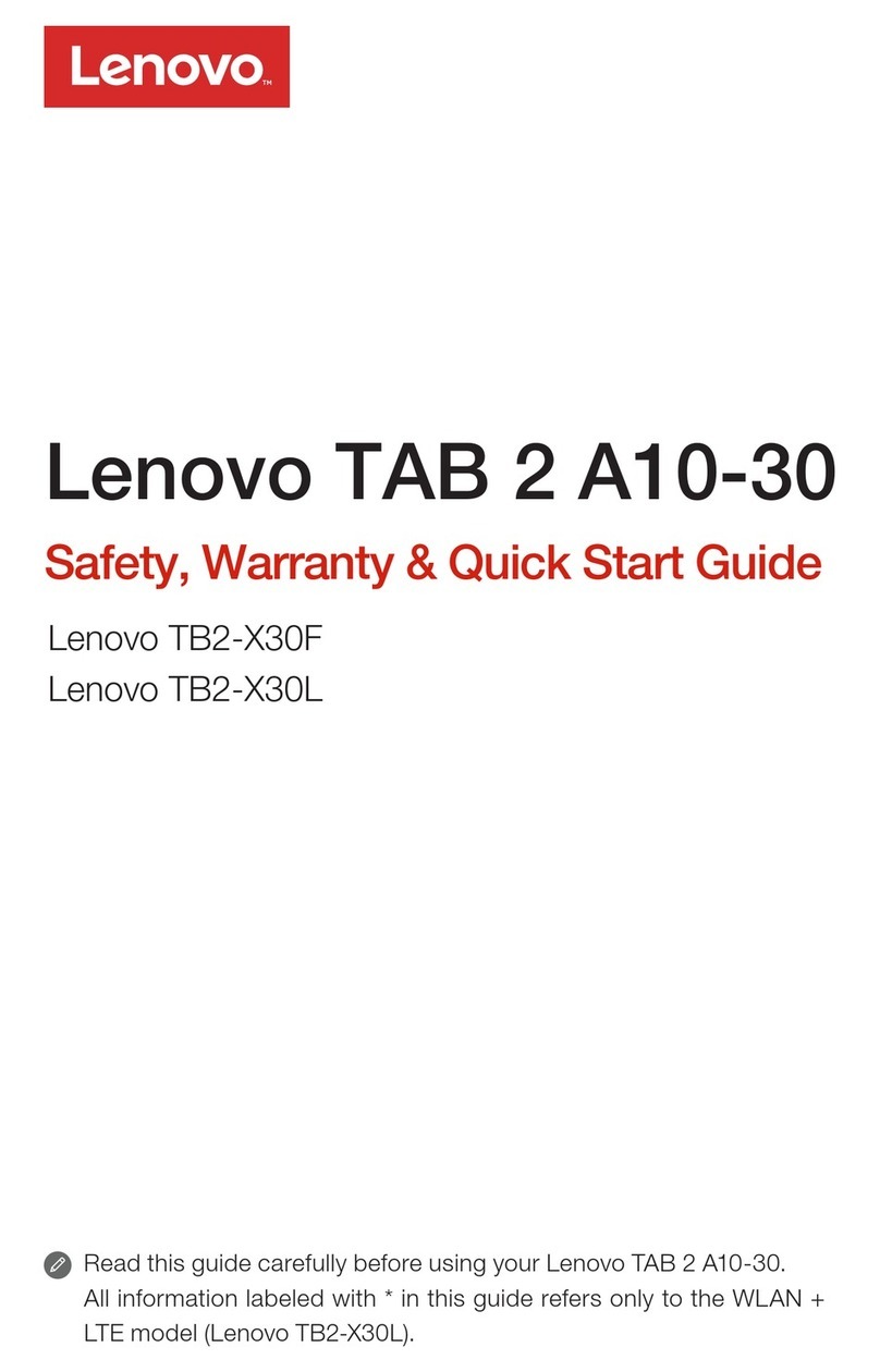 Lenovo TAB 2 A10-30 Safety, warranty & quick start guide