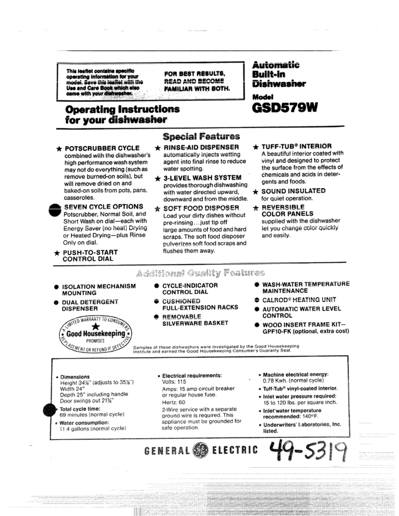 GE GSDS79W User manual