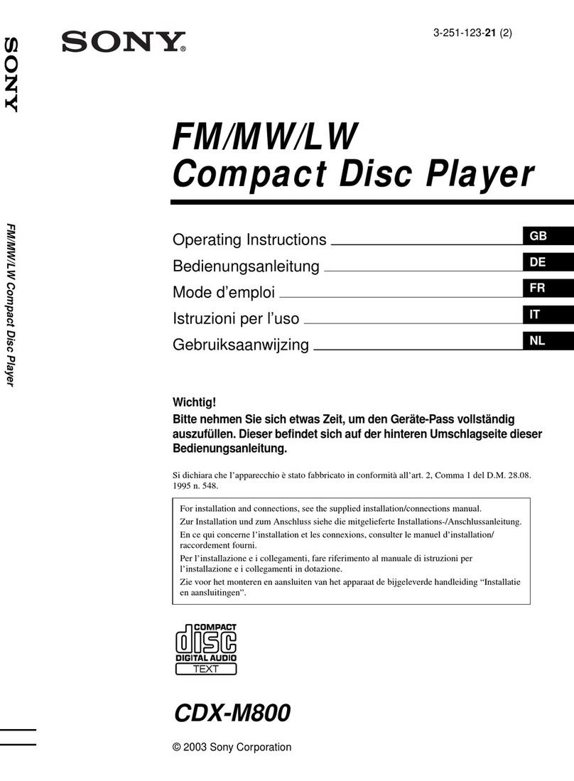 Sony CDX-M800 User manual