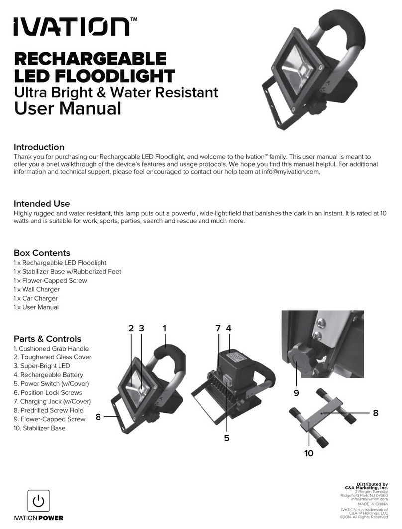 Ivation RECHARGEABLE LED FLOODLIGHT user manual