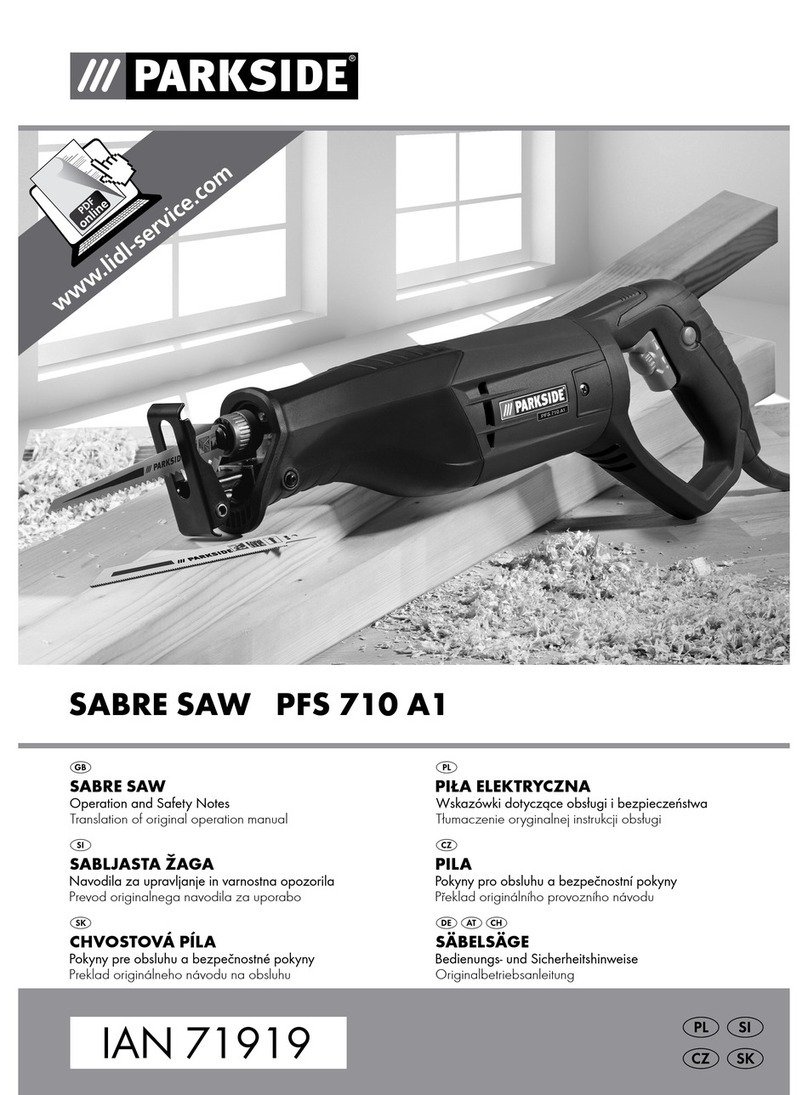 Parkside SABRE SAW PFS 710 A1 Operation and safety notes