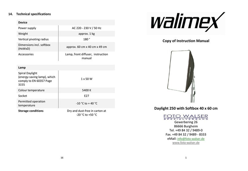 walimex Daylight 250 instruction manual
